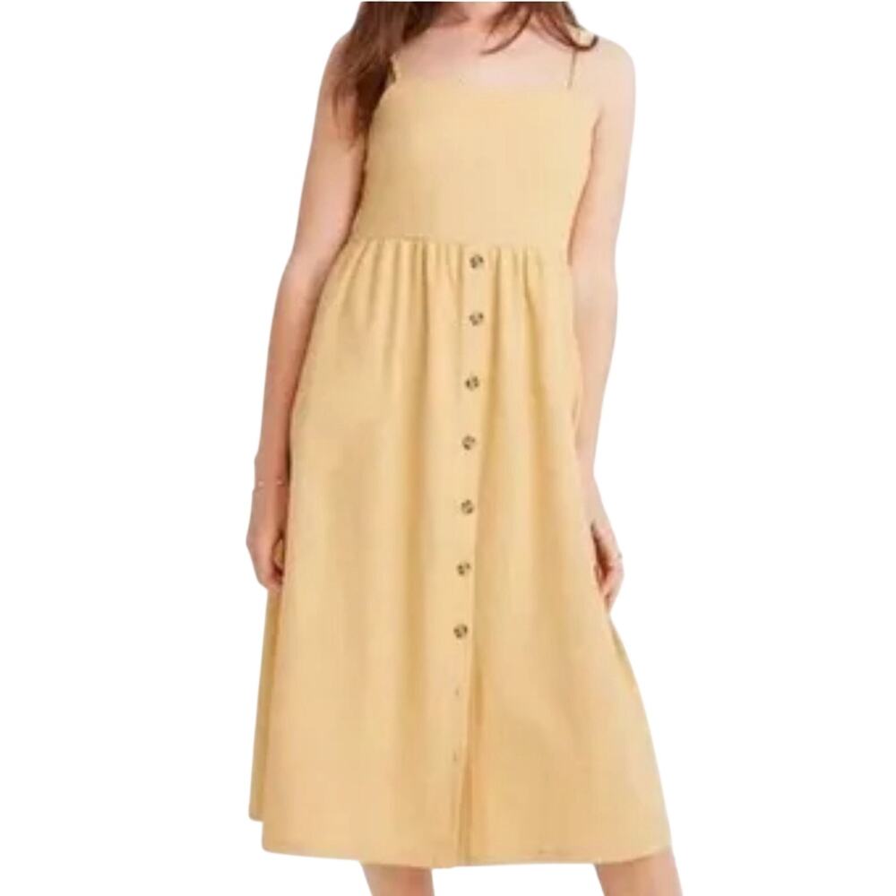 Madewell Gold Yellow Cami Button Sleeveless Dress Sz L
